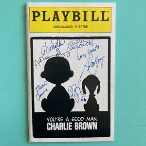 Cast Signed Playbill You're a Good Man, Charlie Brown Roger Bart BD Wong +5 More